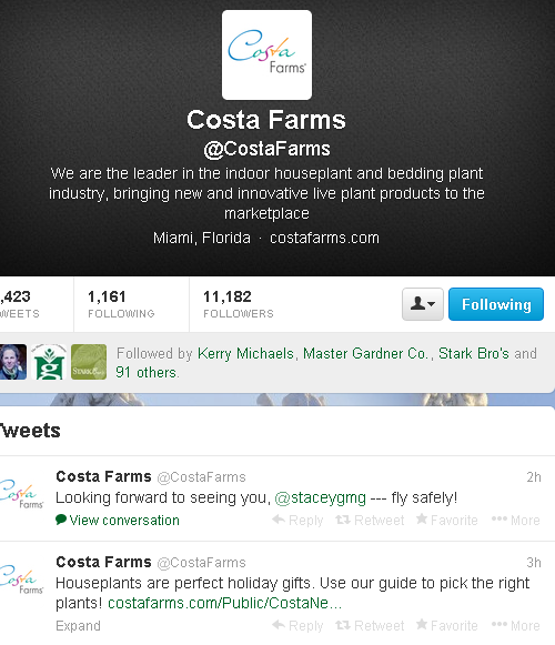 twitter costa farms, garden twitter, 